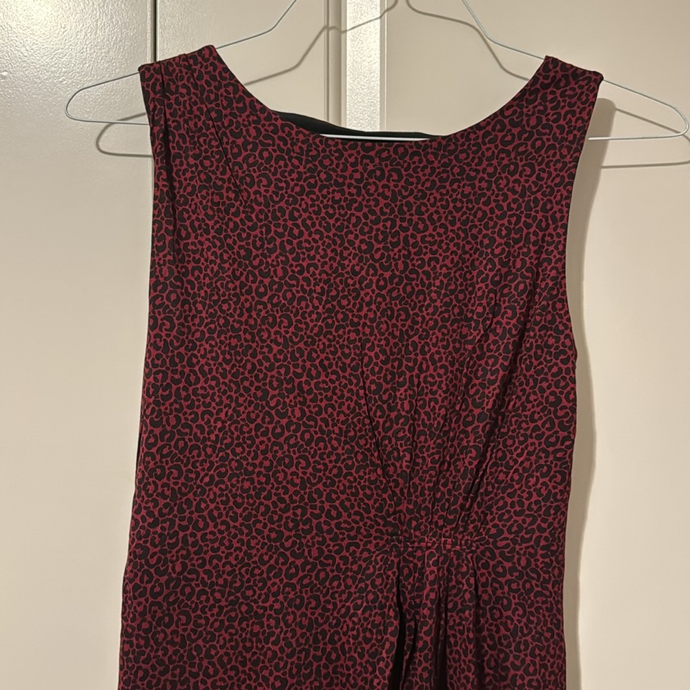 Loft Casual Dress Maroon/ Black Animal Print Size Small Petite